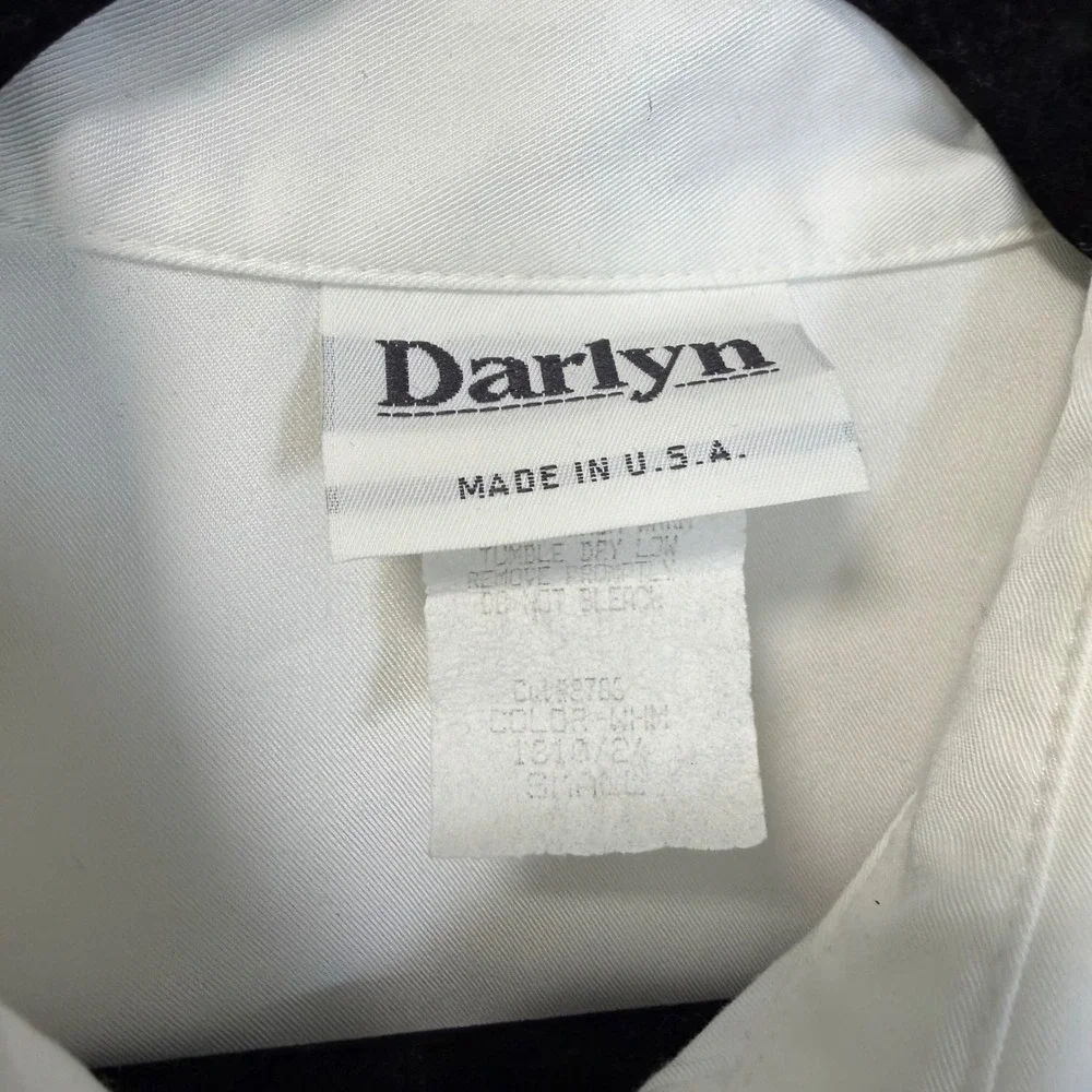 Darlyn Designs Vintage White Sleeveless Button Up Blouse‎ Pocket Shirt Small